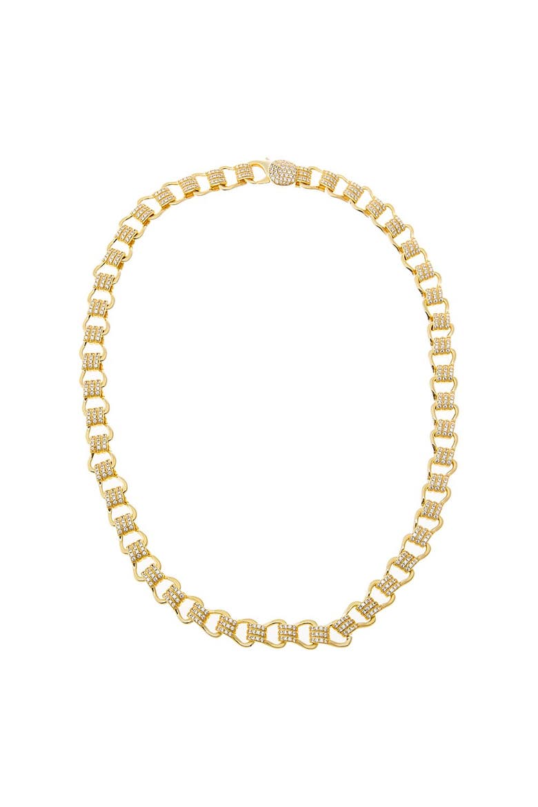 CZ Pave Link Tennis Necklace, Main, color, Gold