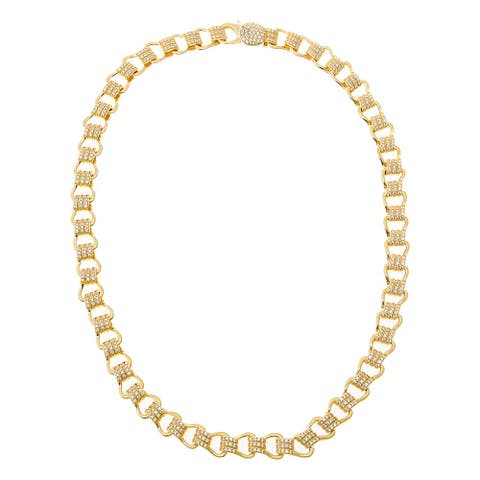 CZ Pave Link Tennis Necklace