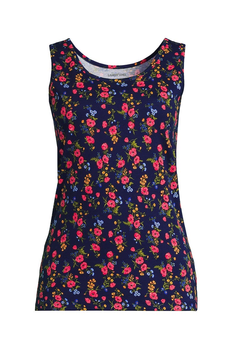 Cotton Tank Top, Alternate, color, Deep Sea Mini Poppy Floral