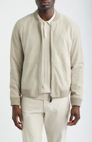 Reiss Burnham Goatskin Suede Bomber Jacket