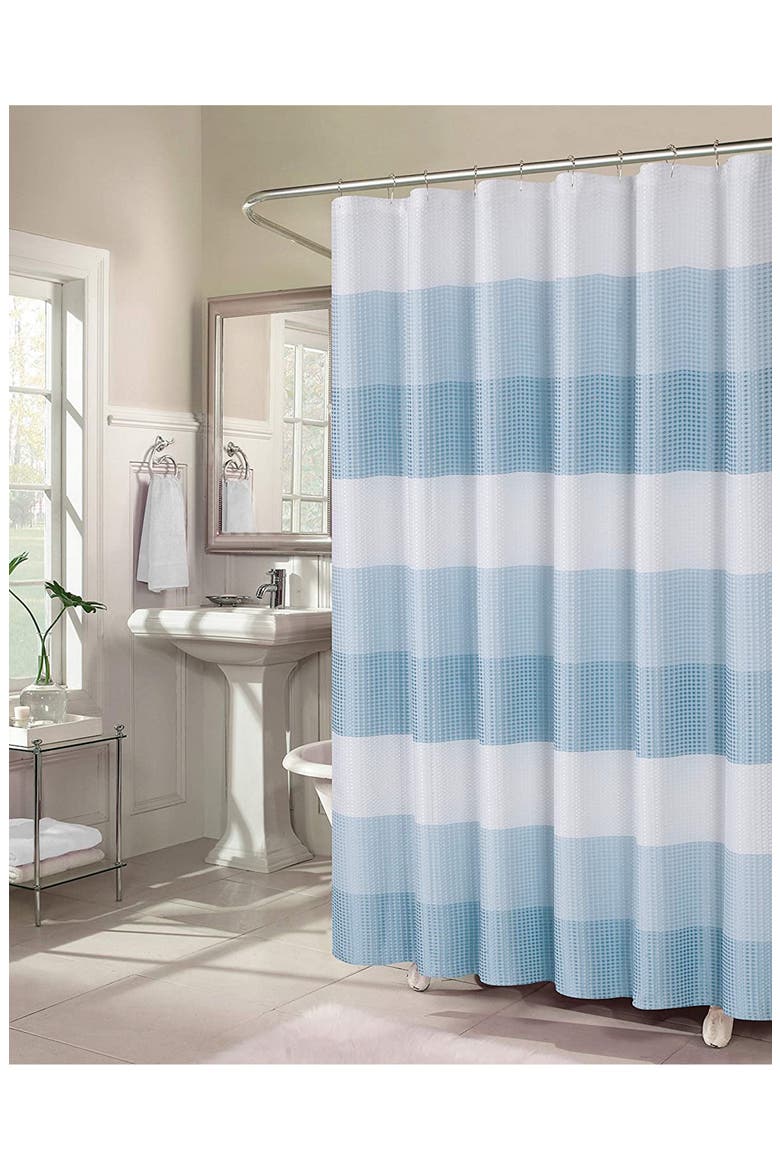 Shades Ombré Waffle Texture Shower Curtain, Main, color, AQUA