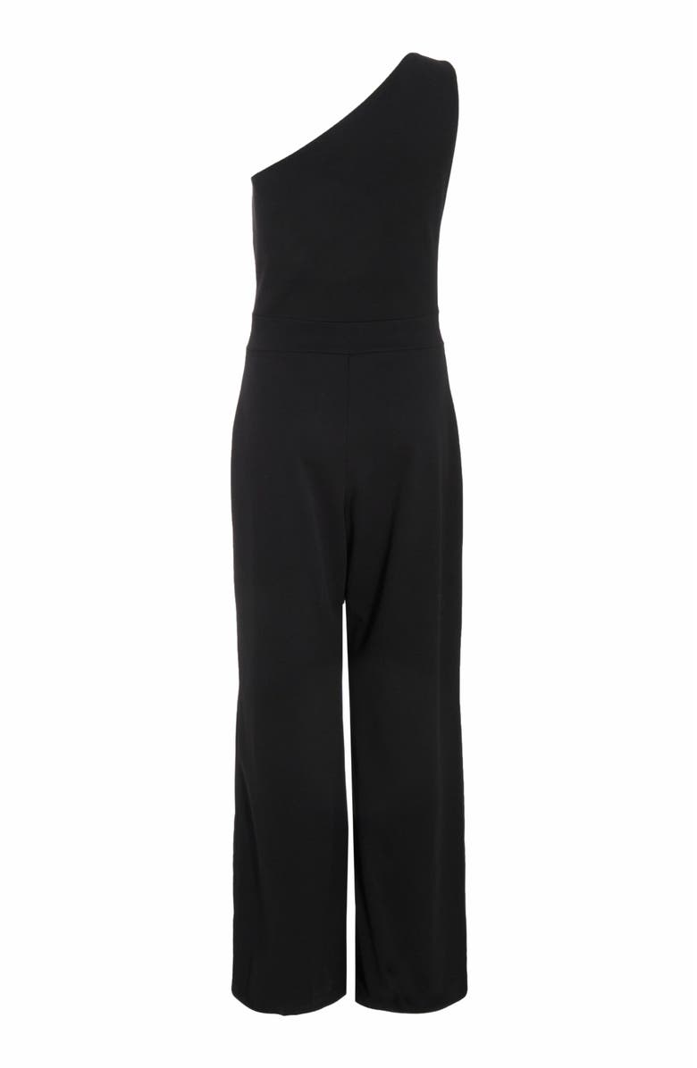 QUIZ One Shoulder Scuba Crepe Jumpsuit With Gold Buckle, Alternate, color,