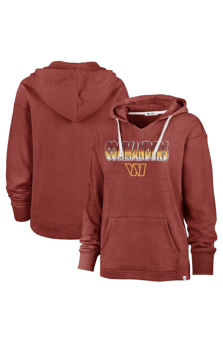 '47 Women's '47 Heathered Burgundy Washington Commanders Color Rise Kennedy Pullover V-Neck Hoodie, Main, color, Burgundy