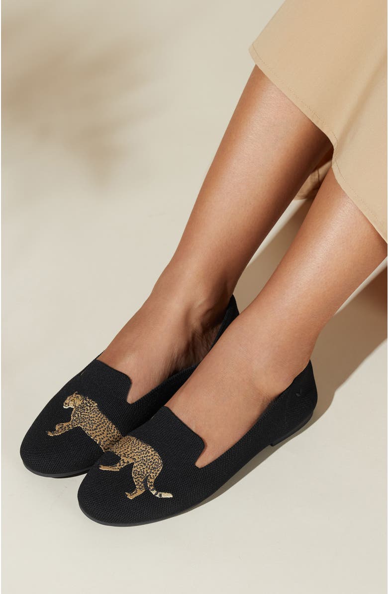 VIVAIA Round-Toe Embroidered Loafers, Alternate, color, Black - Cheetah