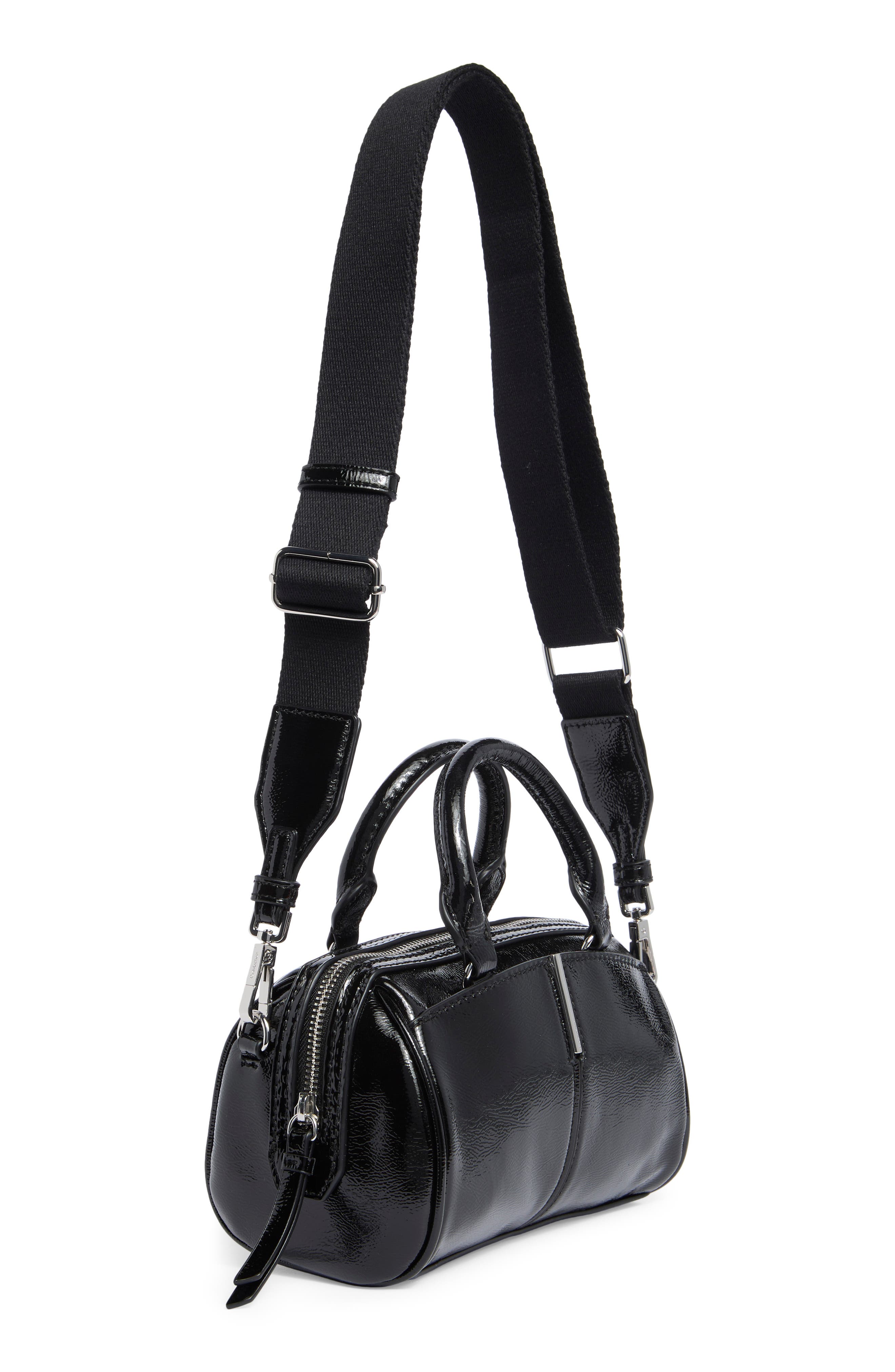 Genevieve Faux Leather Crossbody, Alternate, color, BLACK/ SILVER
