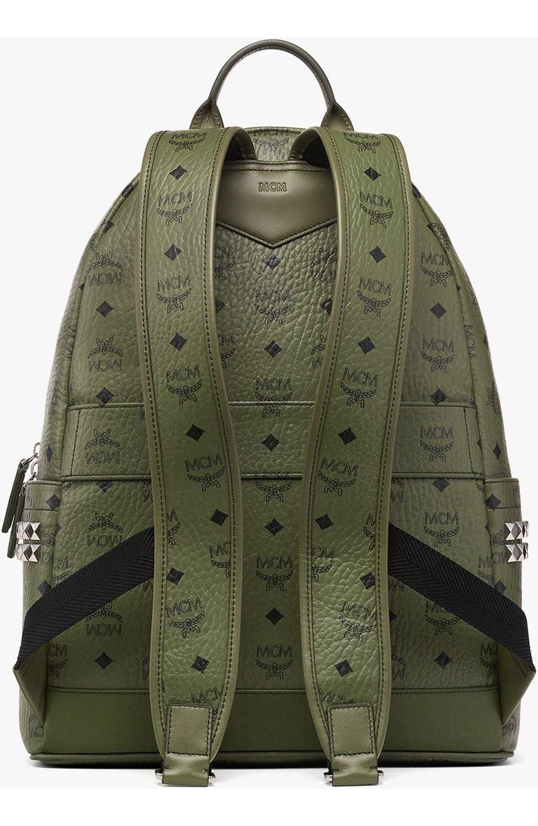 MCM Stark Side Studs Backpack in Visetos, Alternate, color, Khaki Moss
