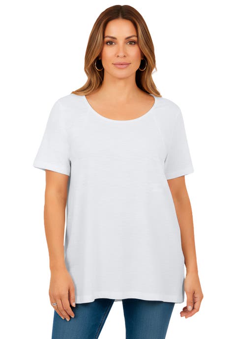 Plus Size Scoopneck Short Sleeve Pocket Tunic