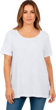 Roaman's Plus Size Scoopneck Short Sleeve Pocket Tunic