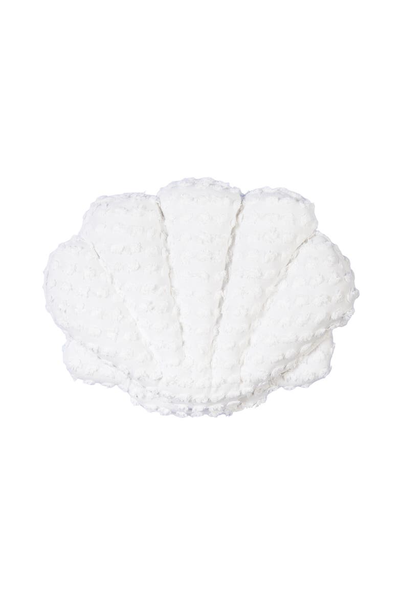 White Scallop Shell Cotton Blend Accent Throw Pillow 18" x 18", Main, color, White