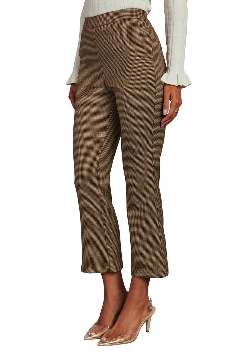 VICI Collection Noteworthy Houndstooth Check Ankle Flare Pants, Main, color, Taupe