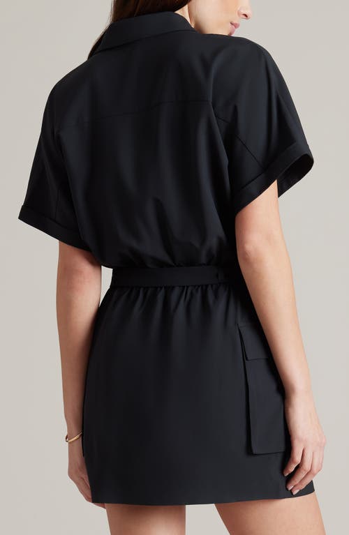 Shop Rhone Mirage Water Repellent Short Sleeve Mini Shirtdress In Black