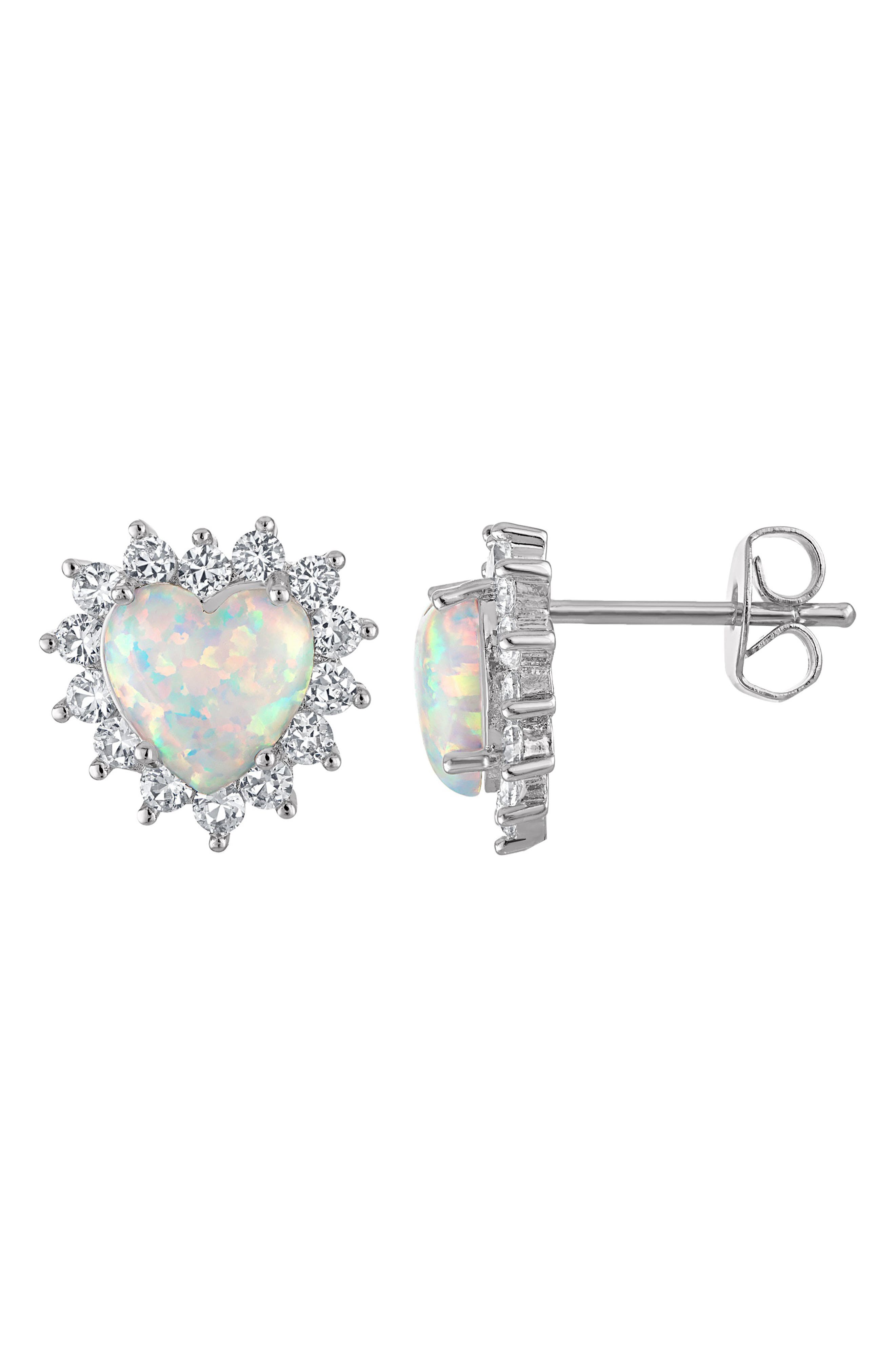 FZN Mixed Gemstone Heart Stud Earrings