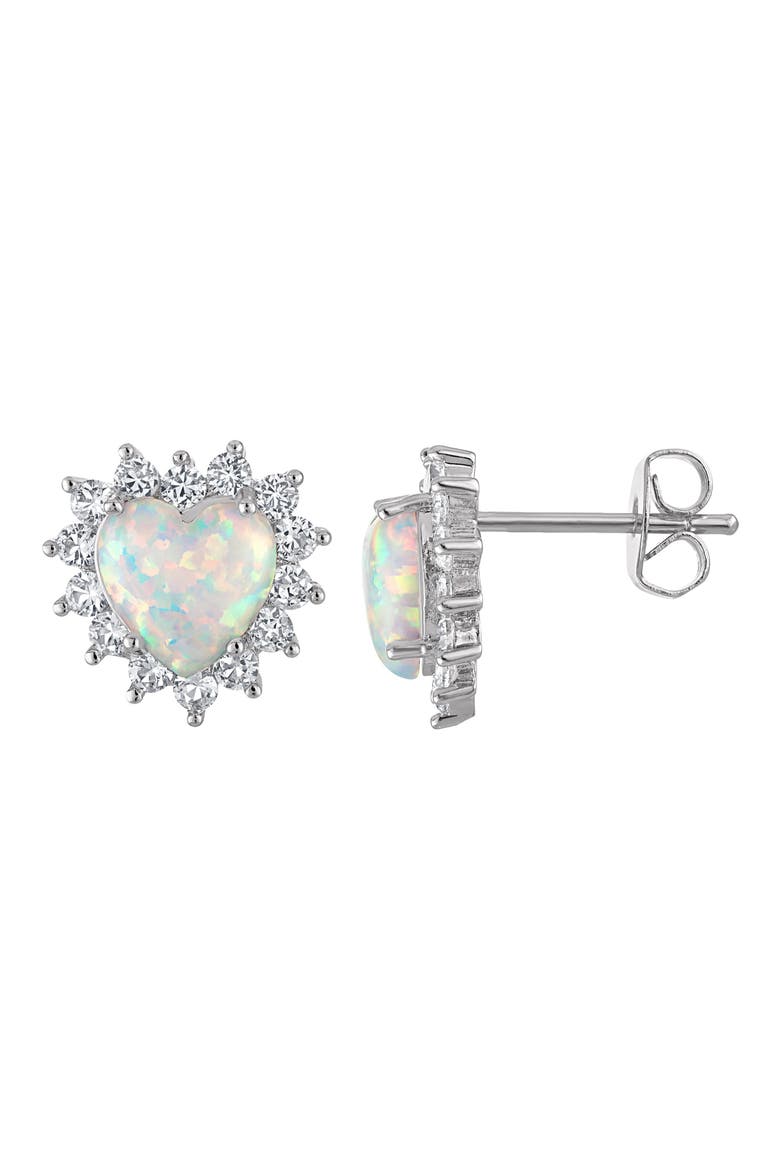 Mixed Gemstone Heart Stud Earrings, Main, color, WHITE