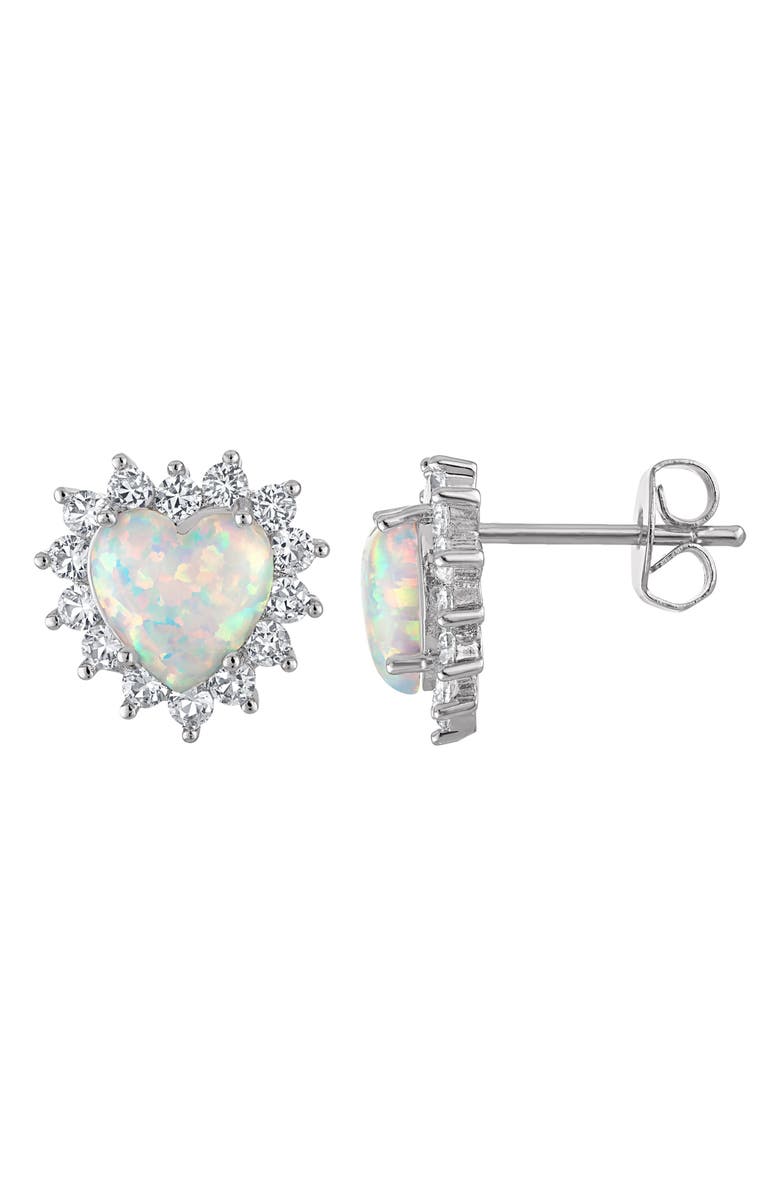 FZN Mixed Gemstone Heart Stud Earrings, Main, color, White