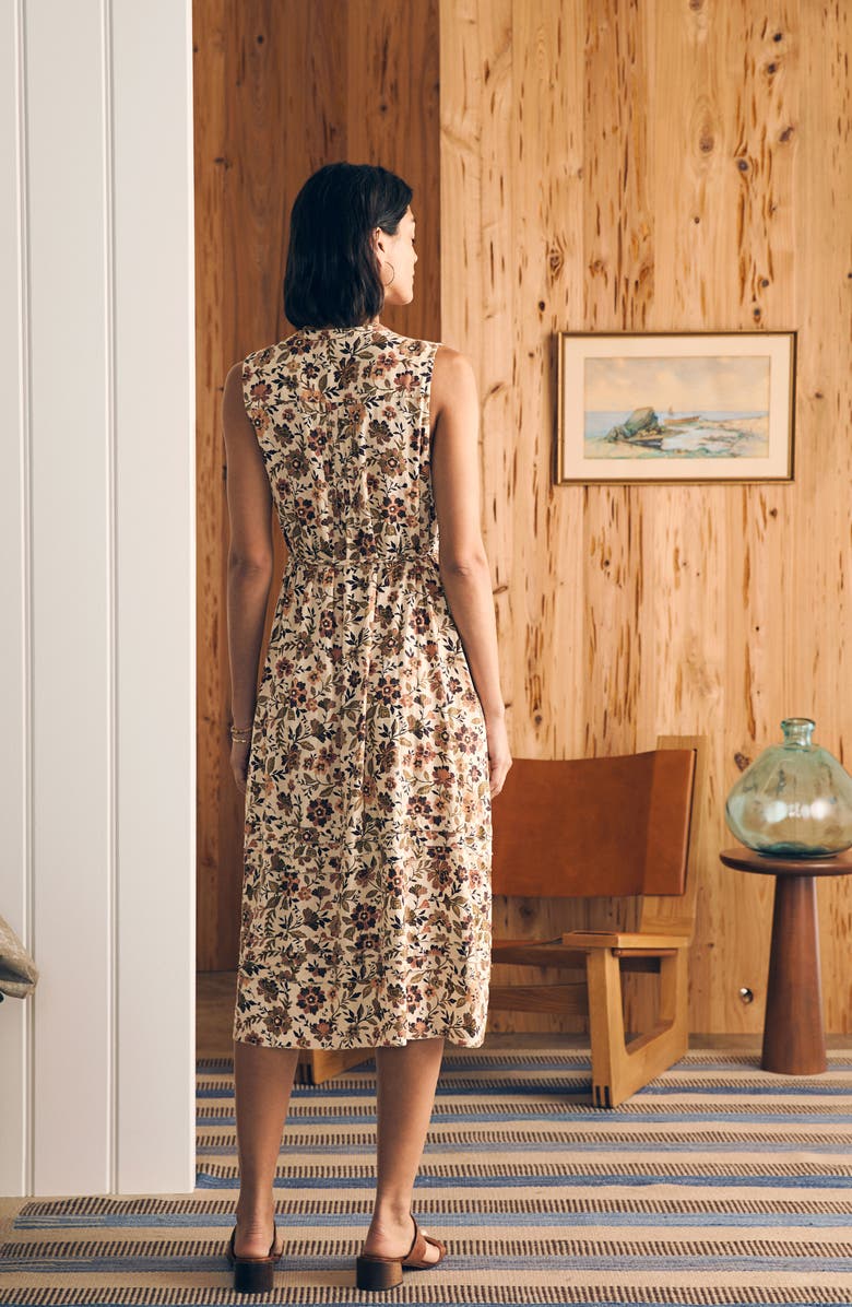 Faherty Isha Floral Linen Blend Midi Dress, Alternate, color, 
