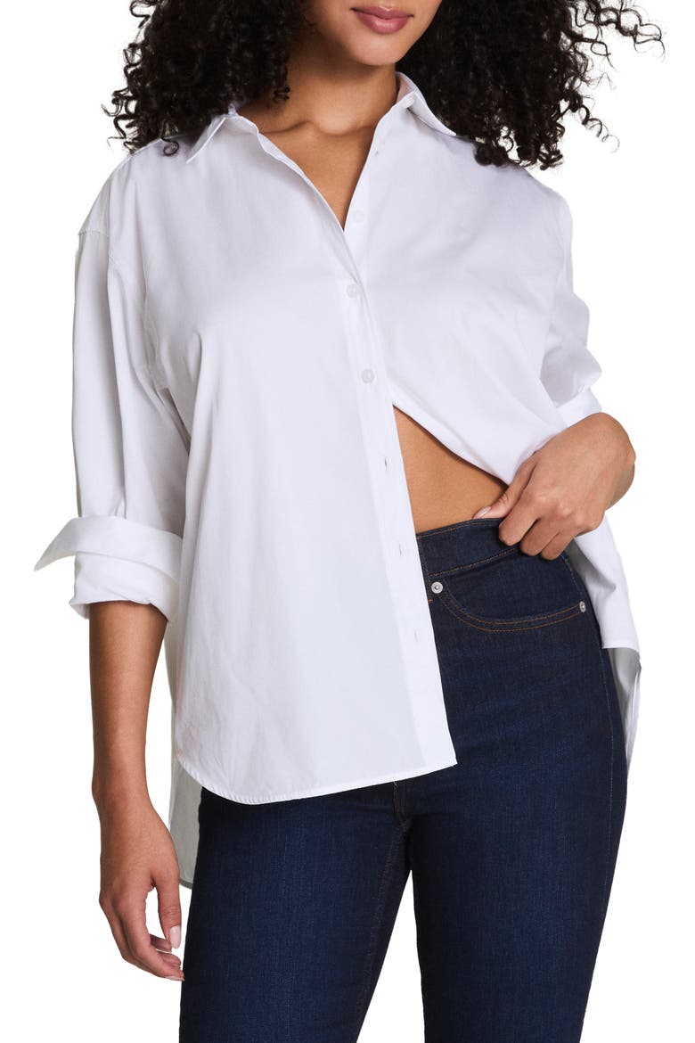 Relaxed Fit Poplin Button-Up Shirt, Main, color, CLASSIC WHITE