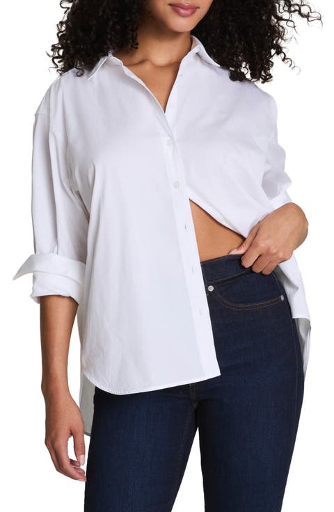 Relaxed Fit Poplin Button-Up Shirt (Regular & Plus)