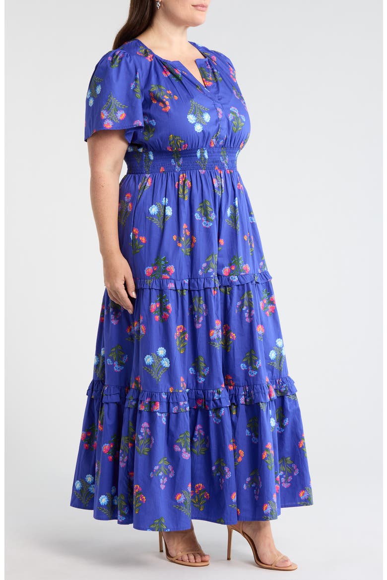 Palmer Floral Poplin Fit & Flare Maxi Dress, Alternate, color, NAVY