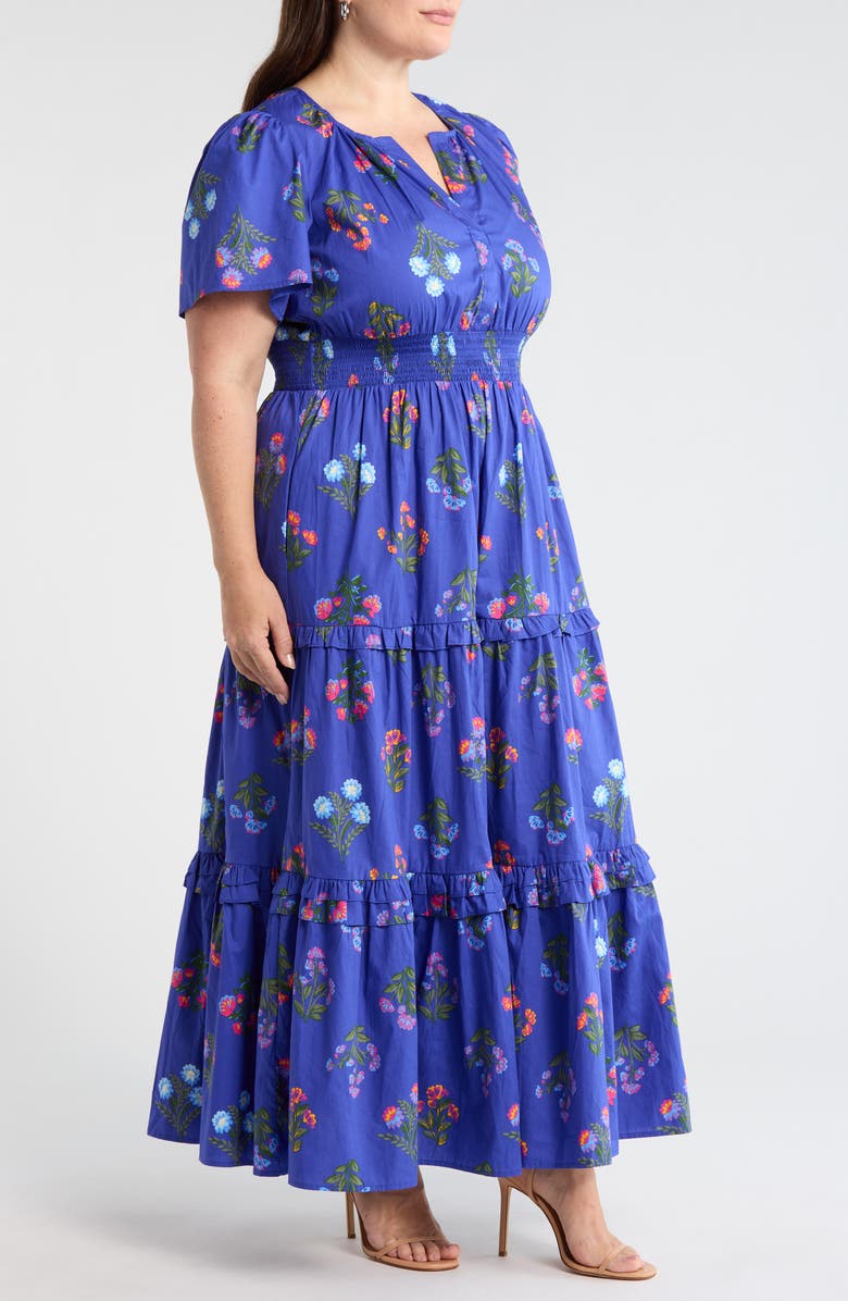 SUGARLIPS Palmer Floral Poplin Fit & Flare Midi Dress, Alternate, color, Navy