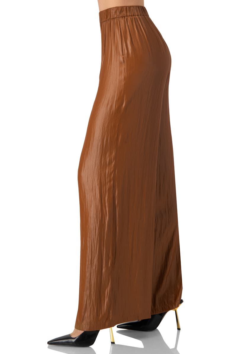 IVONNE Satin Wide-Leg Trousers, Alternate, color, Brown