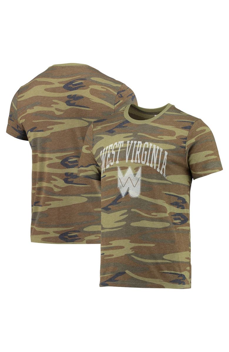 ALTERNATIVE APPAREL Men's Alternative Apparel Camo West Virginia Mountaineers Arch Logo Tri-Blend T-Shirt, Main, color,