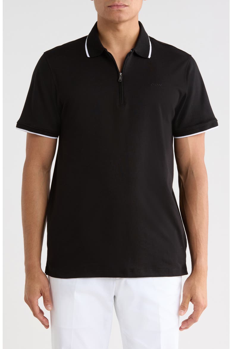 Zip Polo, Main, color, BLACK