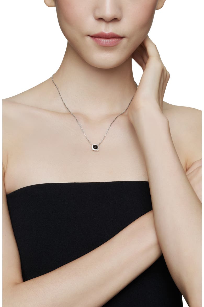 Petite Chatelaine® Pavé Bezel Pendant Necklace, Alternate, color, SILVER PAVE/ BLACK ONYX