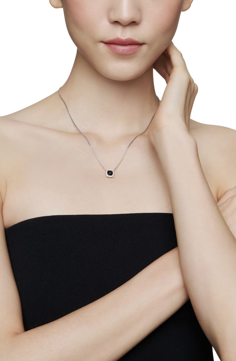 David Yurman Petite Chatelaine<sup>®</sup> Pavé Bezel Pendant Necklace, Alternate, color, Silver Pave/ Black Onyx