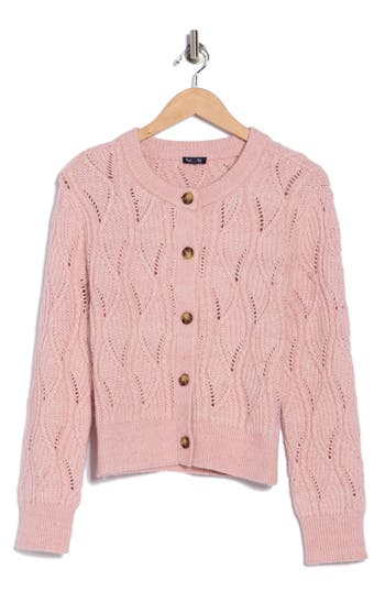 Splendid Novelty Button-up Cardigan In Pink