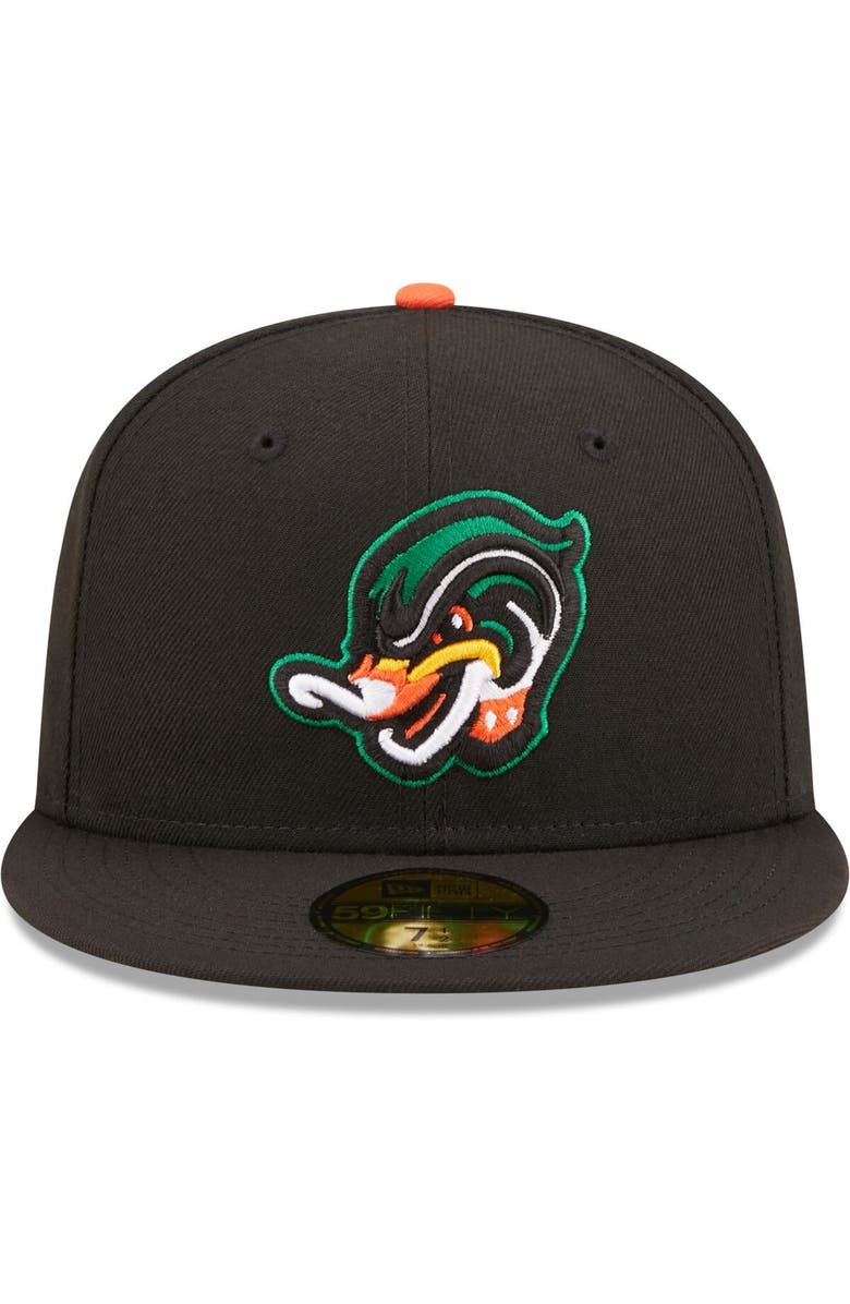 New Era Men's New Era Black Down East Wood Ducks Authentic Collection 59FIFTY Fitted Hat, Alternate, color,