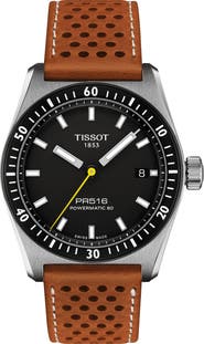 Tissot PR516 Powermatic 80 Automatic Leather Strap Watch, 38mm