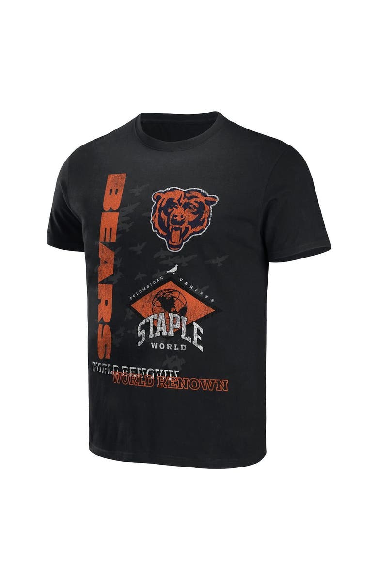 STAPLE Men's NFL x Staple Black Chicago Bears World Renowned T-Shirt, Alternate, color, 