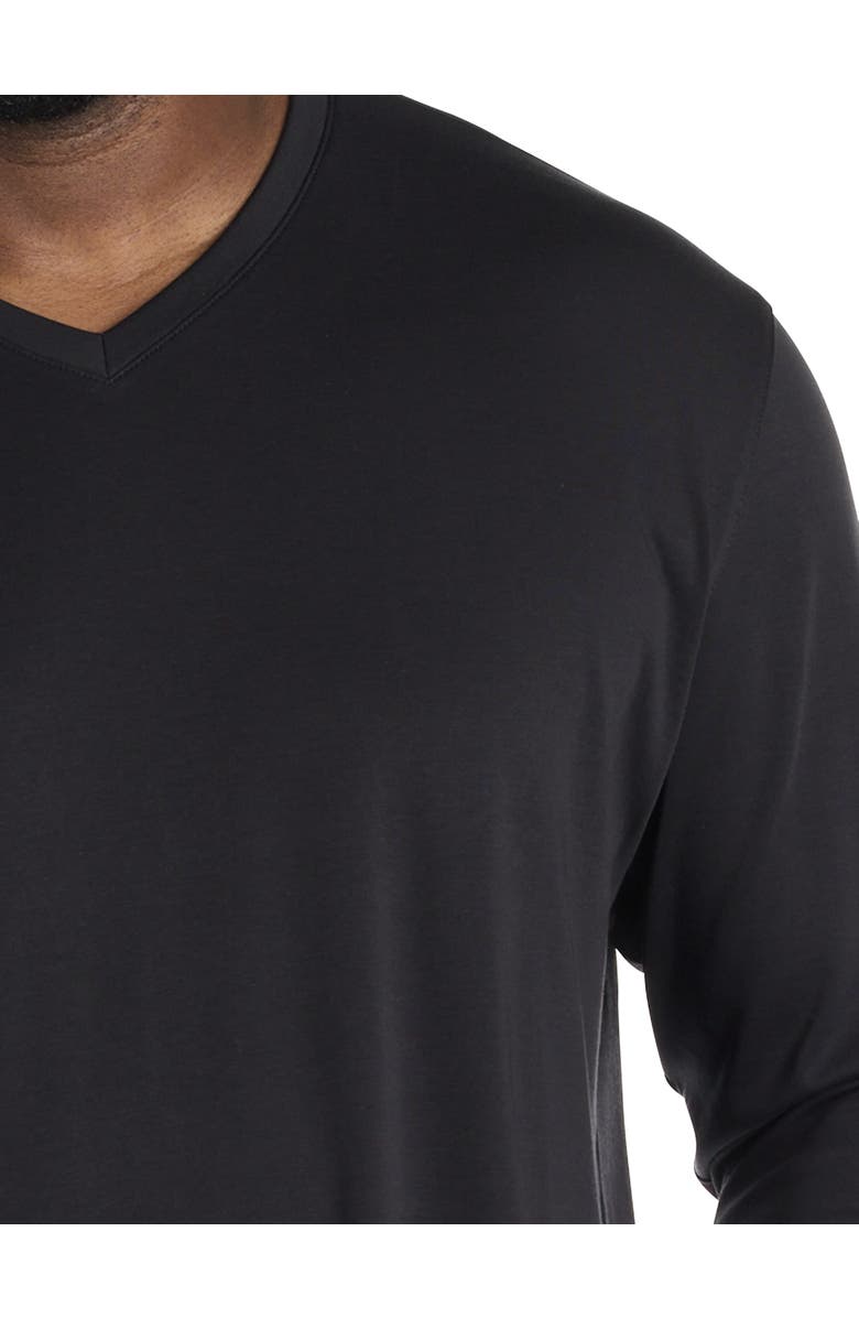 Robert Barakett Big & Tall Georgia Long-Sleeve V-Neck T-Shirt, Alternate, color, Black
