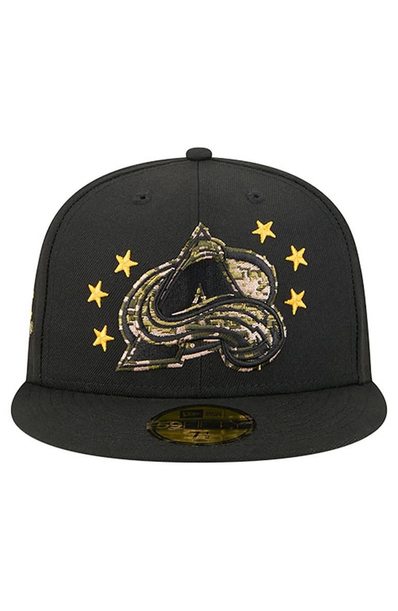 New Era Men's New Era Black Colorado Avalanche Military Appreciation Digital Camo Stars 59FIFTY Fitted Hat, Alternate, color, Black