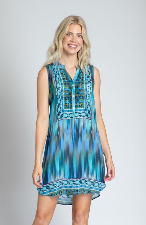 Apny Print Sleeveless Chiffon Shift Dress In Blue Multi