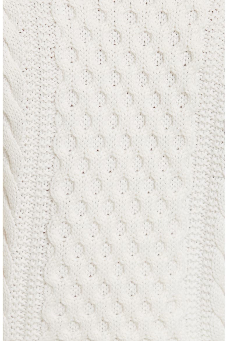 Cropped Aran Stitch Sweater, Alternate, color, WHITE