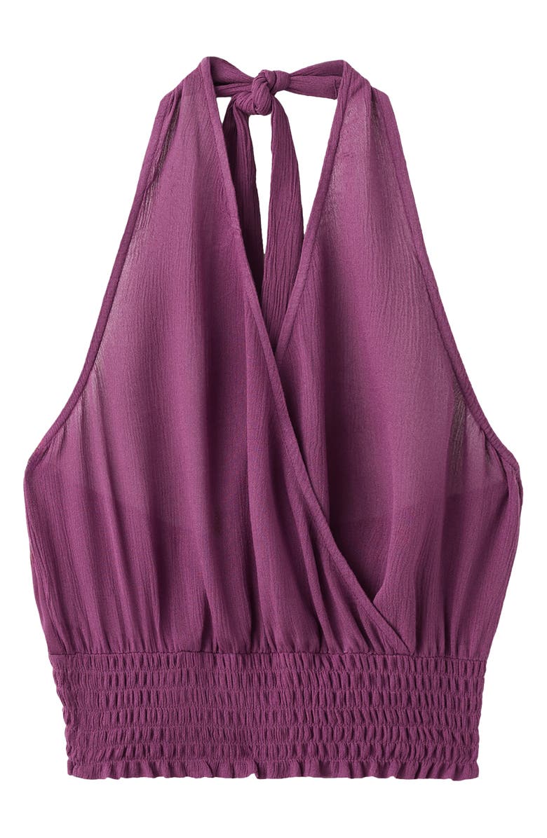 MANGO TEEN Draped Plunge Neck Halter Top, Alternate, color, Lilac