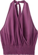 MANGO TEEN Draped Plunge Neck Halter Top