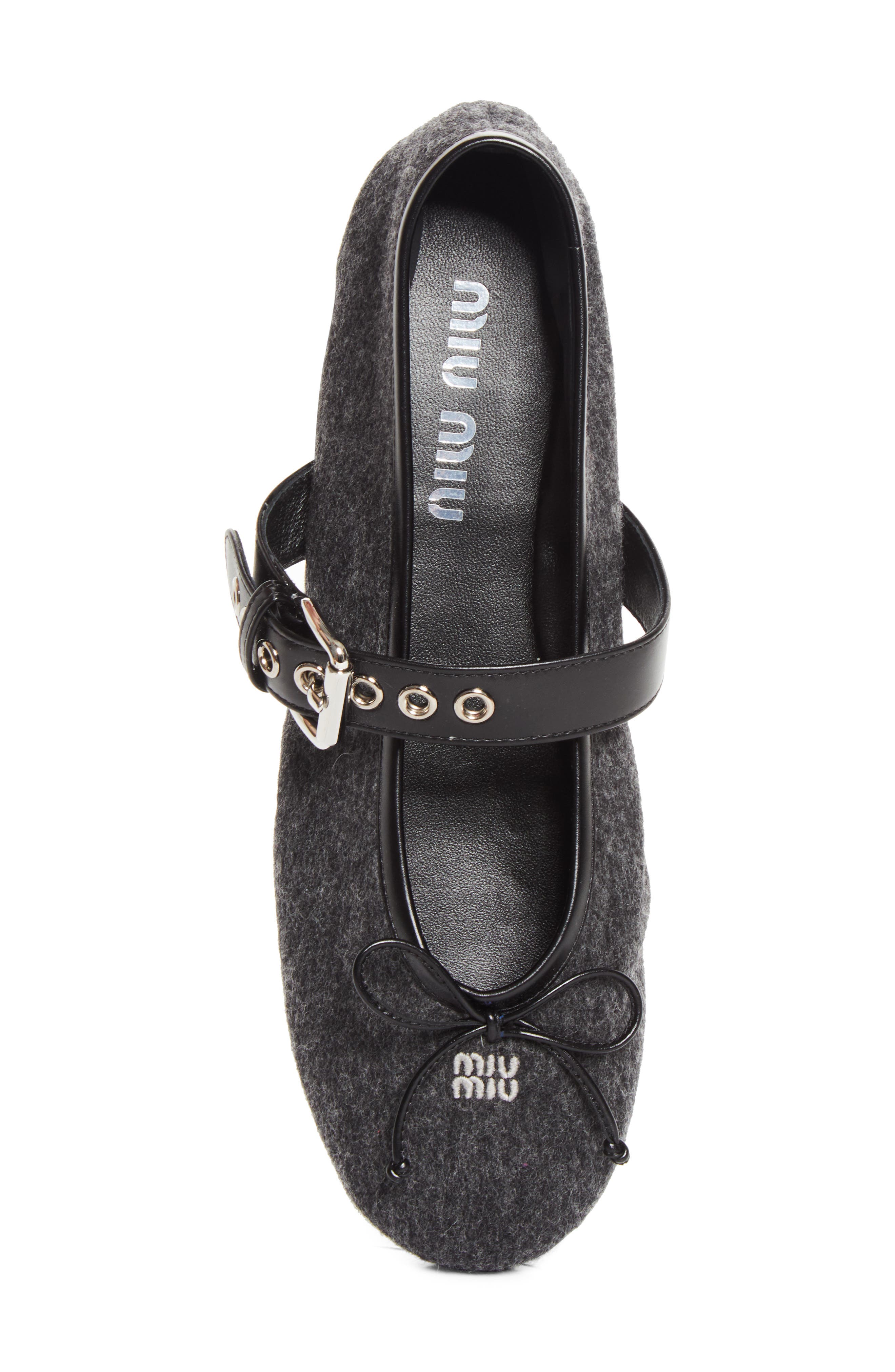 Virgin Wool Flannel Mary Jane Ballet Flat, Alternate, color, ANTRACITE