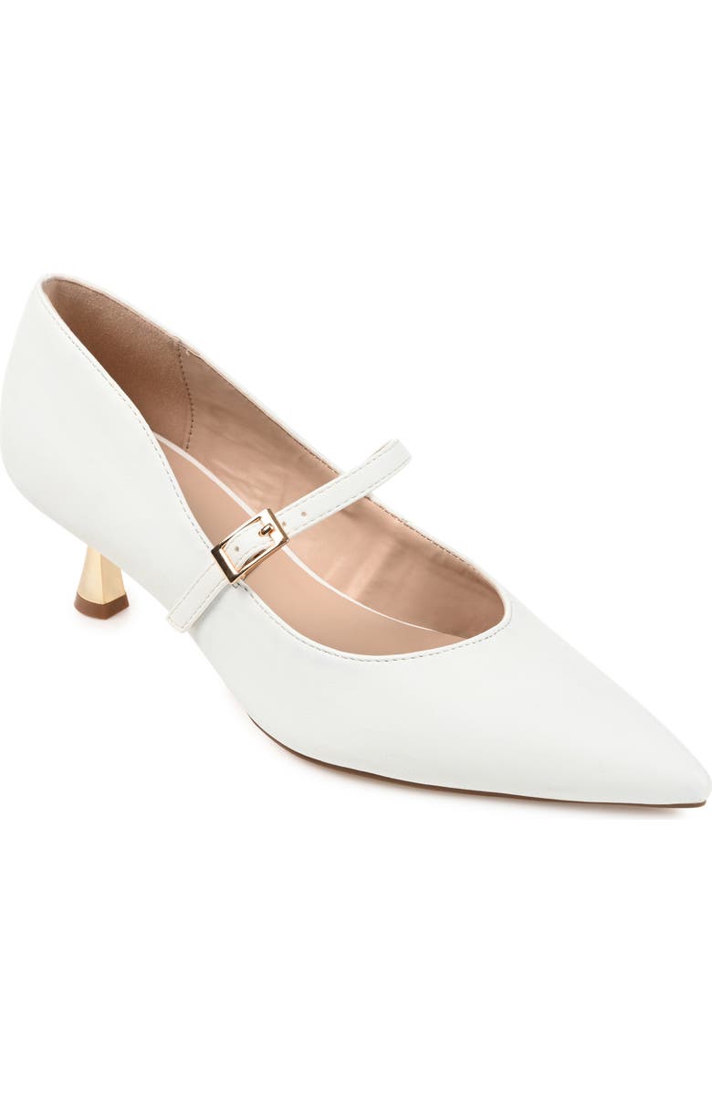 Journee Collection Manza Pointed Toe Pump - Wide Width, Main, color, White