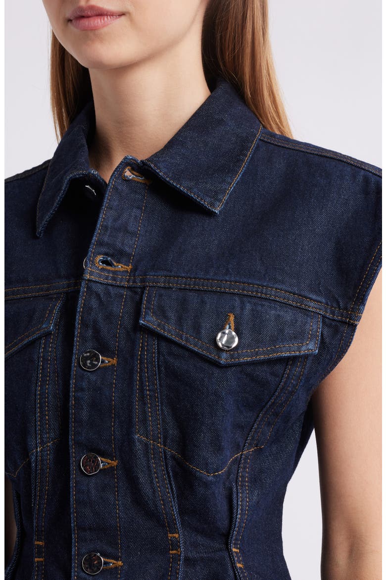 The Nipped Denim Vest, Alternate, color, RINSE