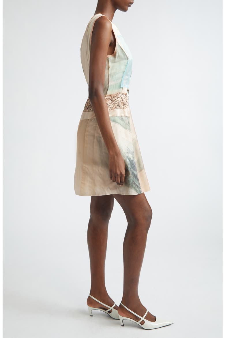 Collage Print Silk Organza & Satin Minidress, Alternate, color, LIGHT PINK MULTI