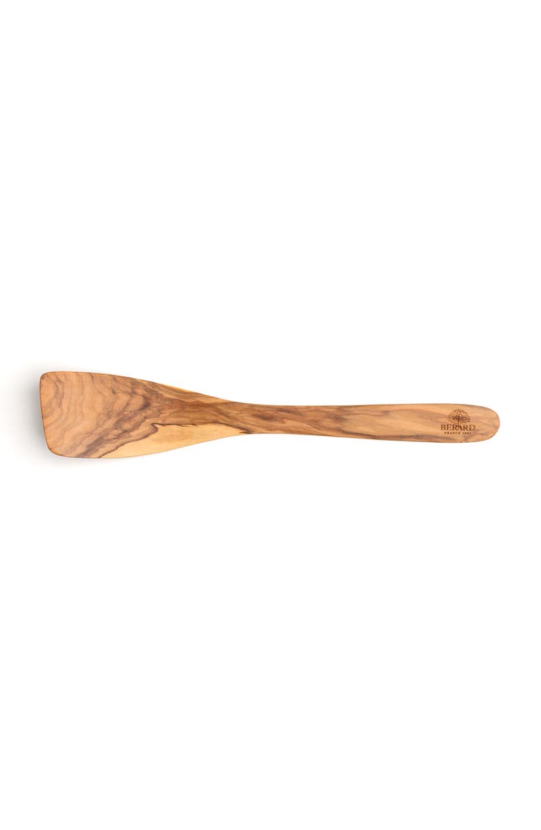 Berard Handcrafted Olive Wood 12 Inch Curved Spatula, Alternate, color, Brown