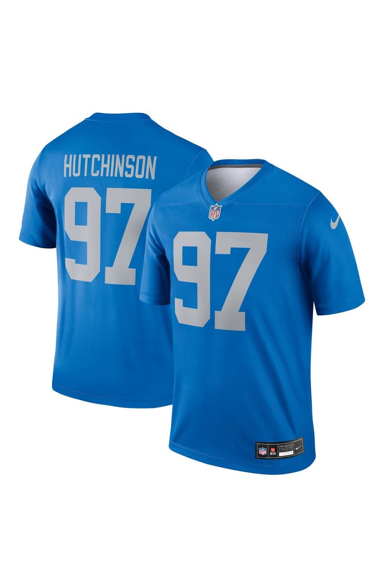 Nike Men's Nike Aidan Hutchinson Blue Detroit Lions Alternate Legend Player Performance Top, Alternate, color, Blue