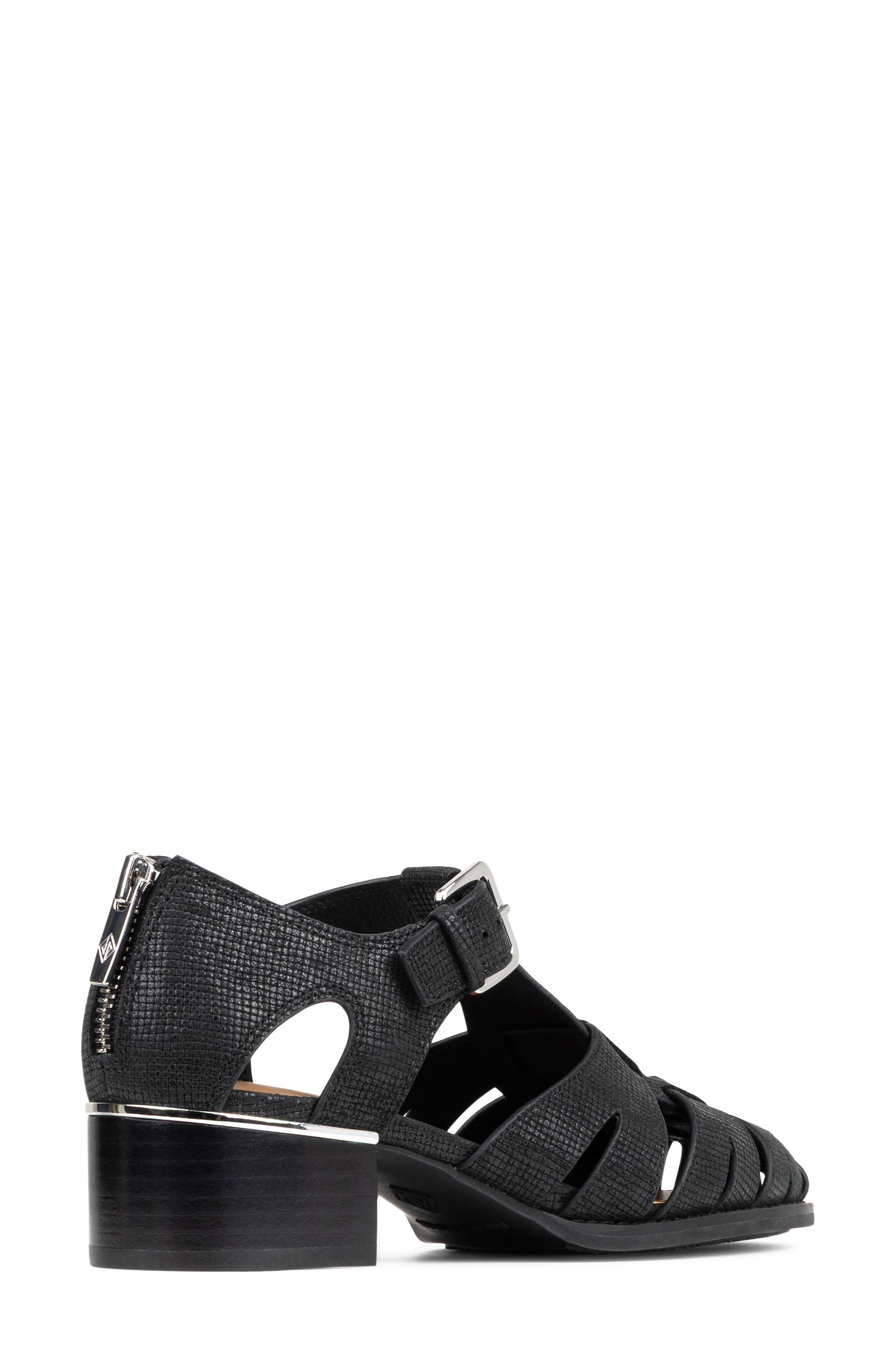 Mariam Back Zip Fisherman Sandal, Alternate, color, BLACK