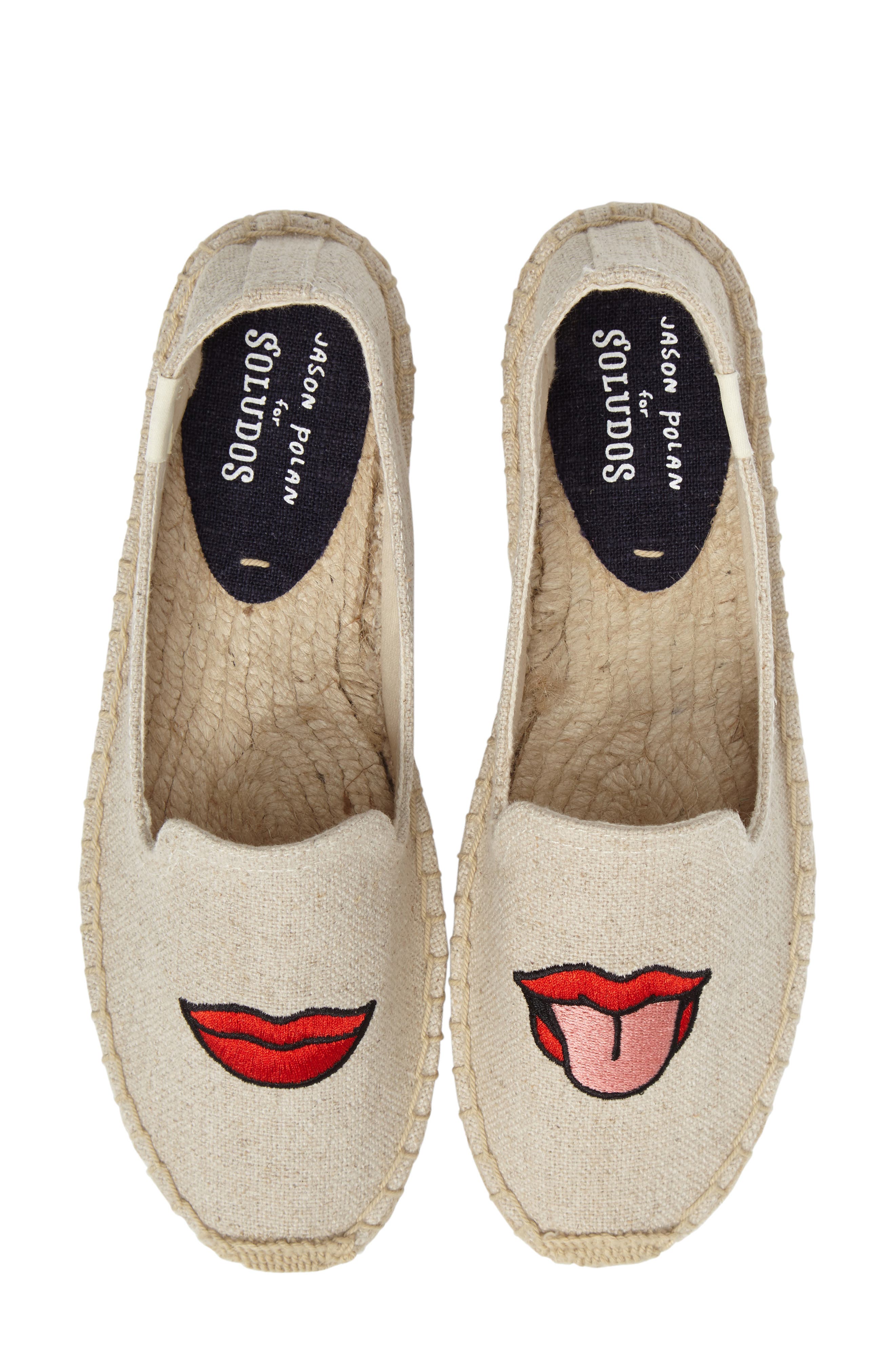 Soludos Lip Embroidered Espadrille, Main, color, 