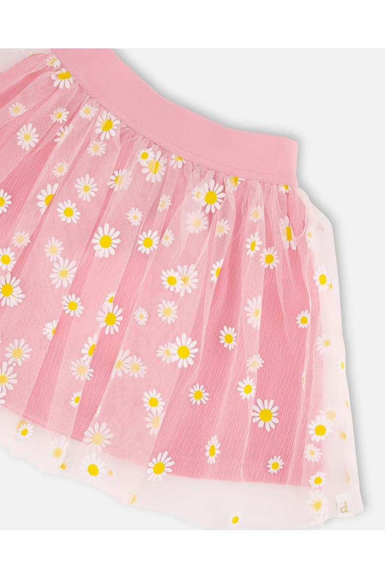 Mesh and Crinkle Jersey Flared Skirt, Alternate, color, Pink