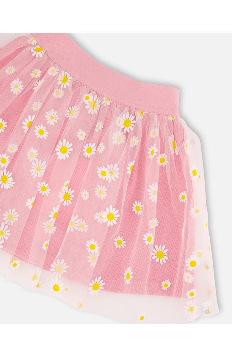 Deux par Deux Mesh and Crinkle Jersey Flared Skirt, Alternate, color, Pink