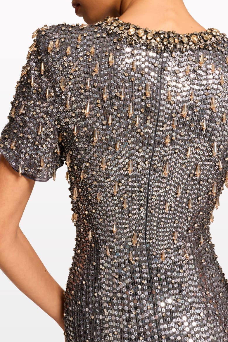 Serenity Sequin-Embellished Gown, Alternate, color, Shadow Grey