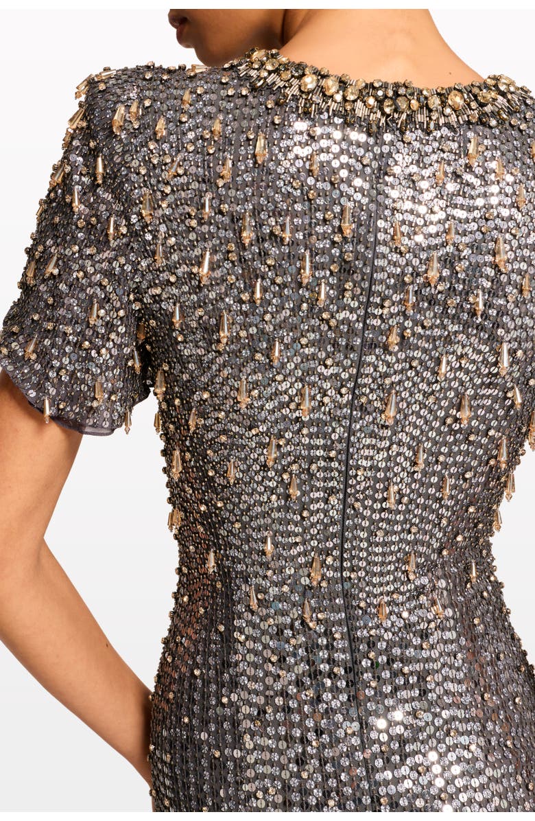 Jenny Packham Serenity Sequin-Embellished Gown, Alternate, color, Shadow Grey